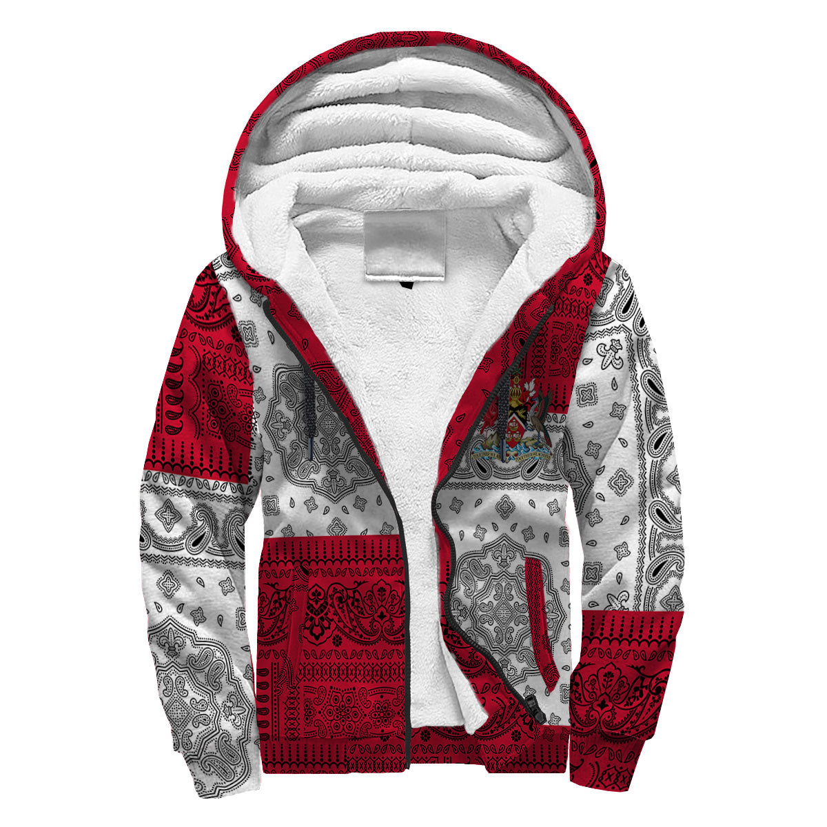 Trinidad And Tobago Sherpa Hoodie Flag And Paisley Basic Style 3