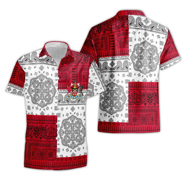 Trinidad And Tobago Short Sleeve Shirt Flag And Paisley Basic Style 1