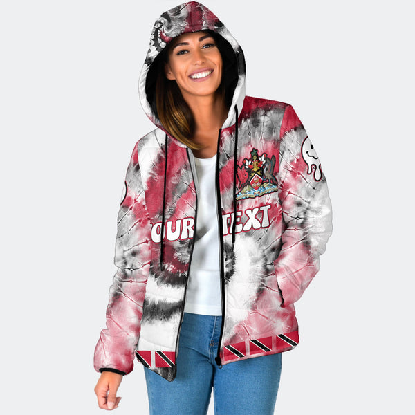 Trinidad And Tobago Women Hooded Padded Jacket Custom Tie Dye Style 1