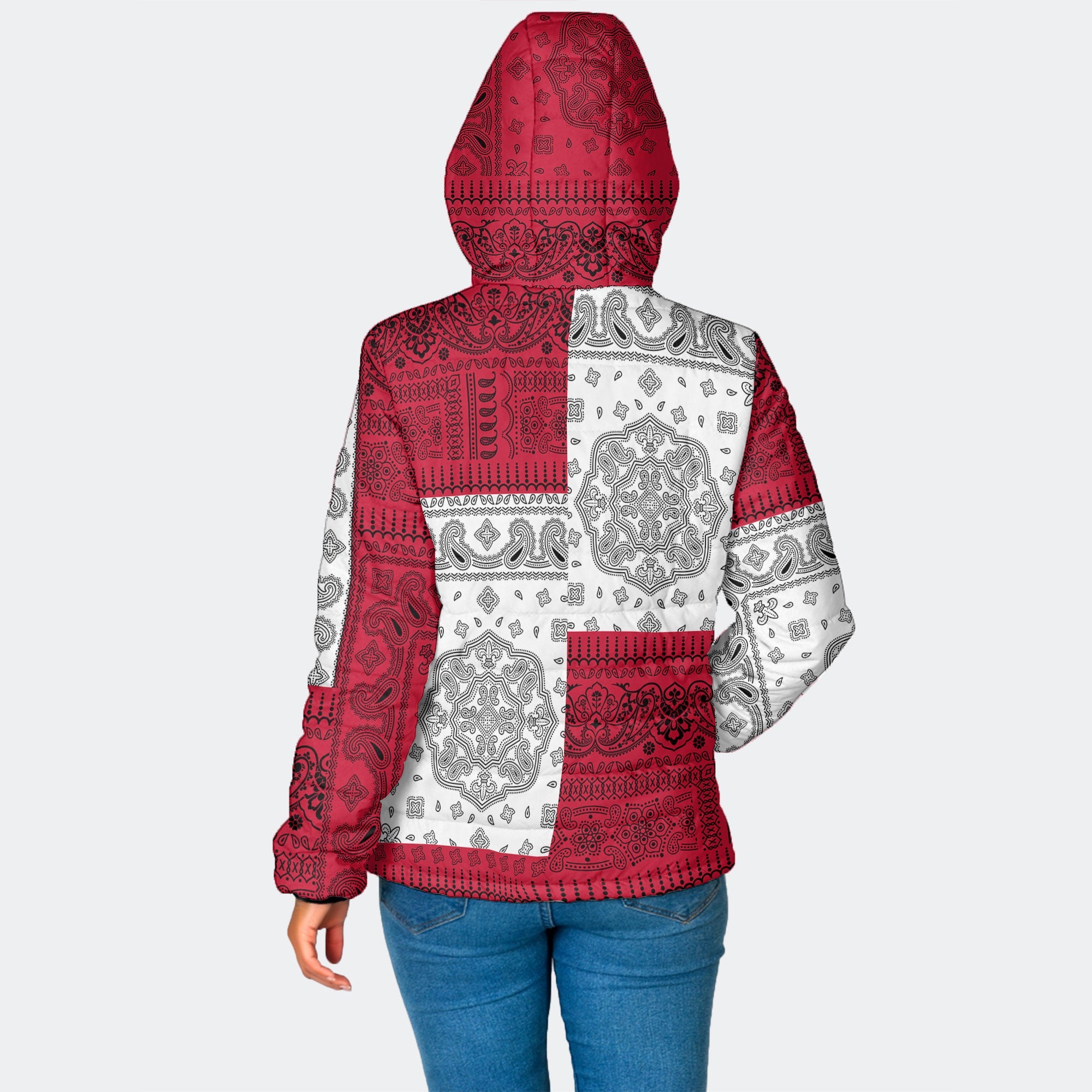 Trinidad And Tobago Women Hooded Padded Jacket Flag And Paisley Basic Style 2