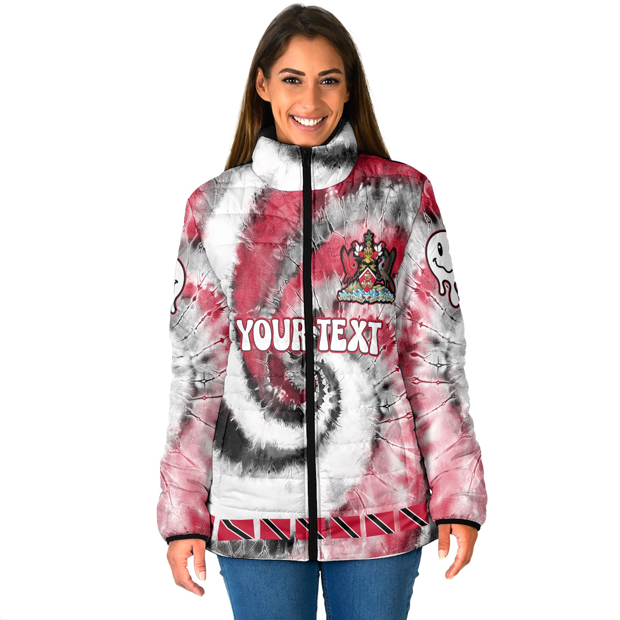 Trinidad And Tobago Women Padded Jacket Custom Tie Dye Style 1