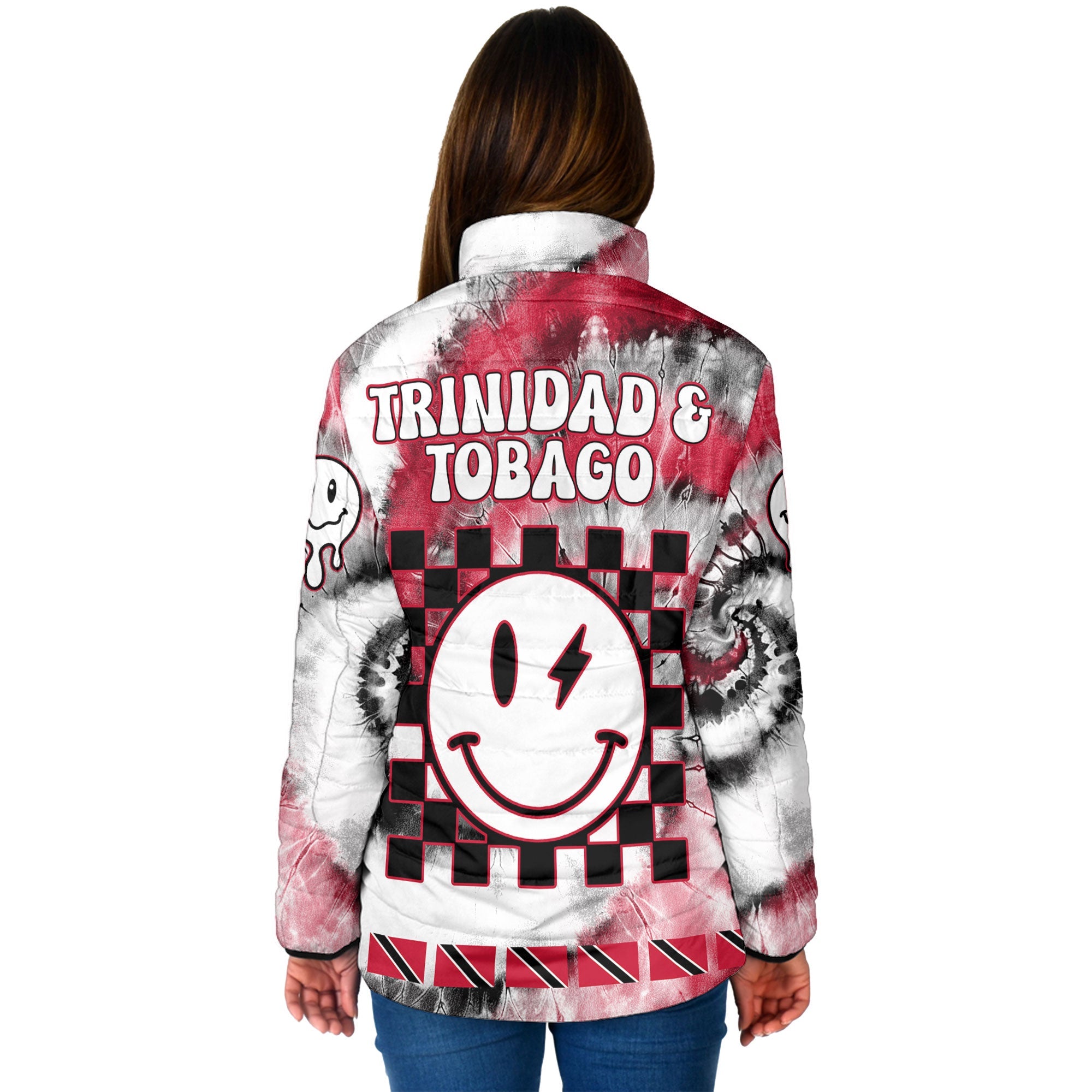 Trinidad And Tobago Women Padded Jacket Custom Tie Dye Style 2