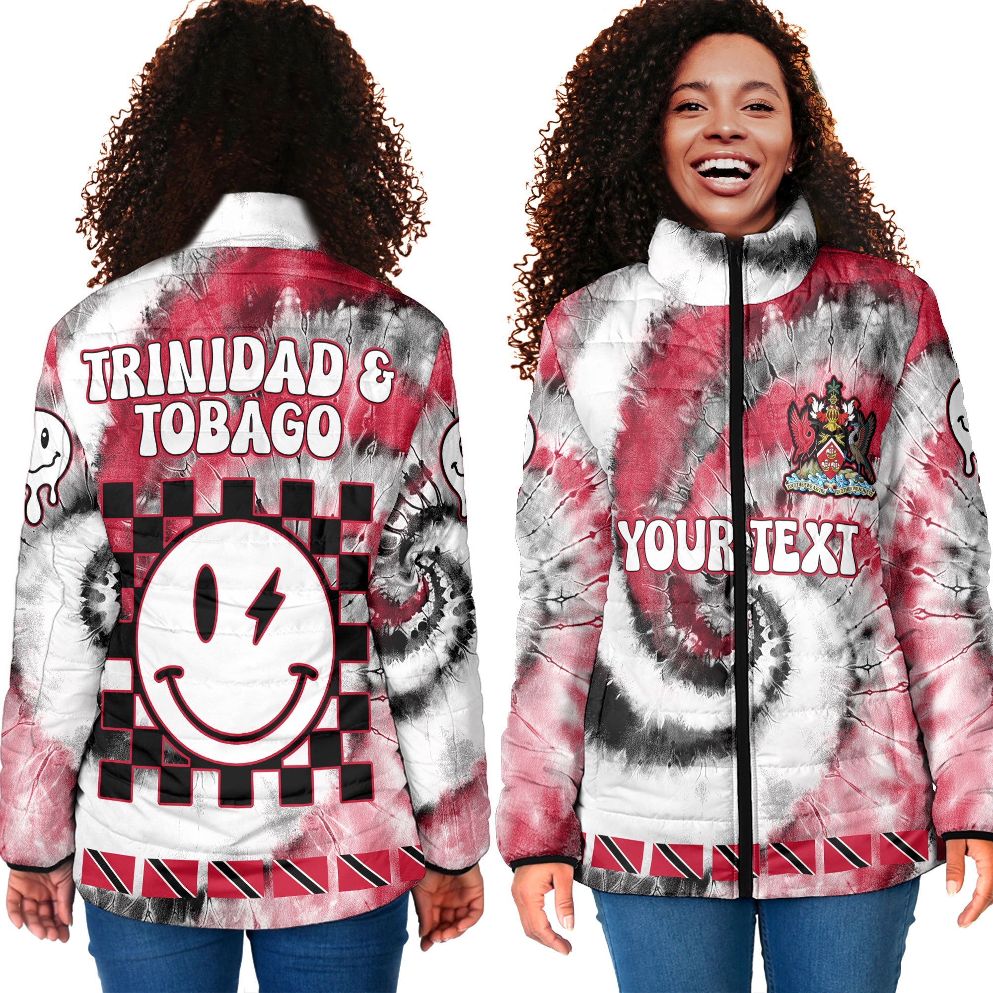 Trinidad And Tobago Women Padded Jacket Custom Tie Dye Style 4