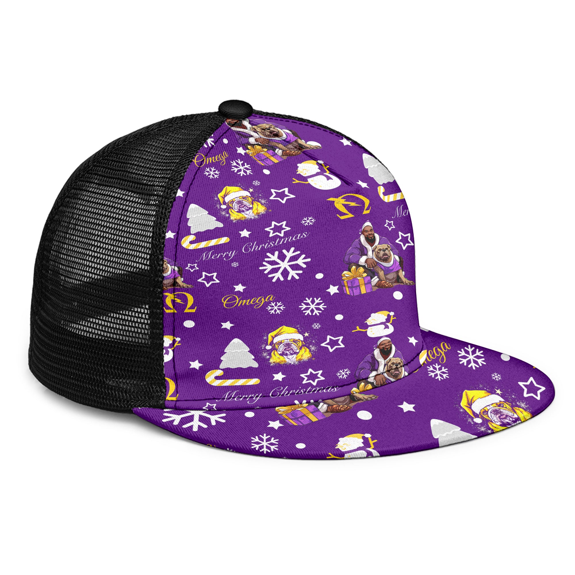 Fraternity Trucker Hat - OPP Christmas Trucker Hat Bulldog Purple Pattern Style