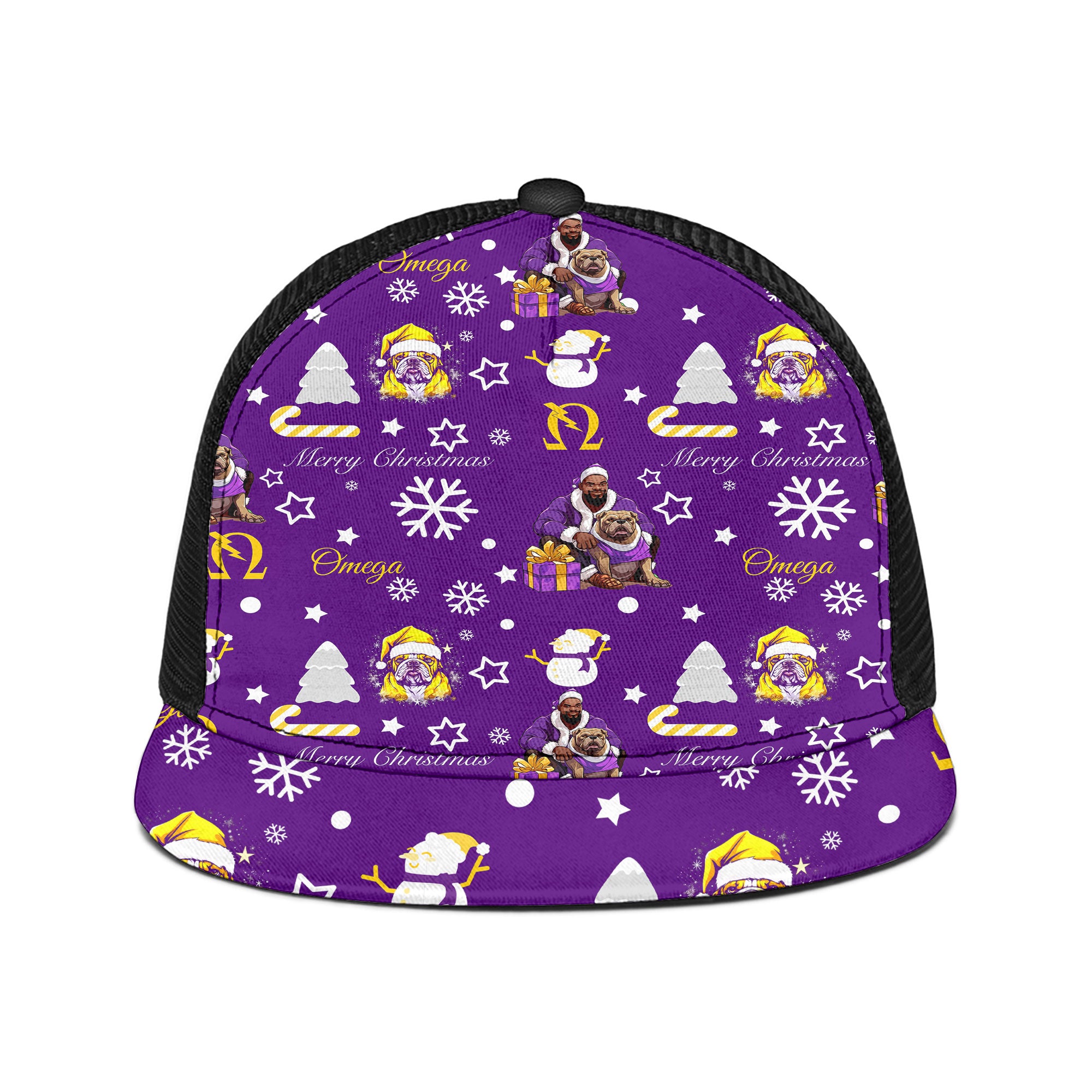 Fraternity Trucker Hat - OPP Christmas Trucker Hat Bulldog Purple Pattern Style