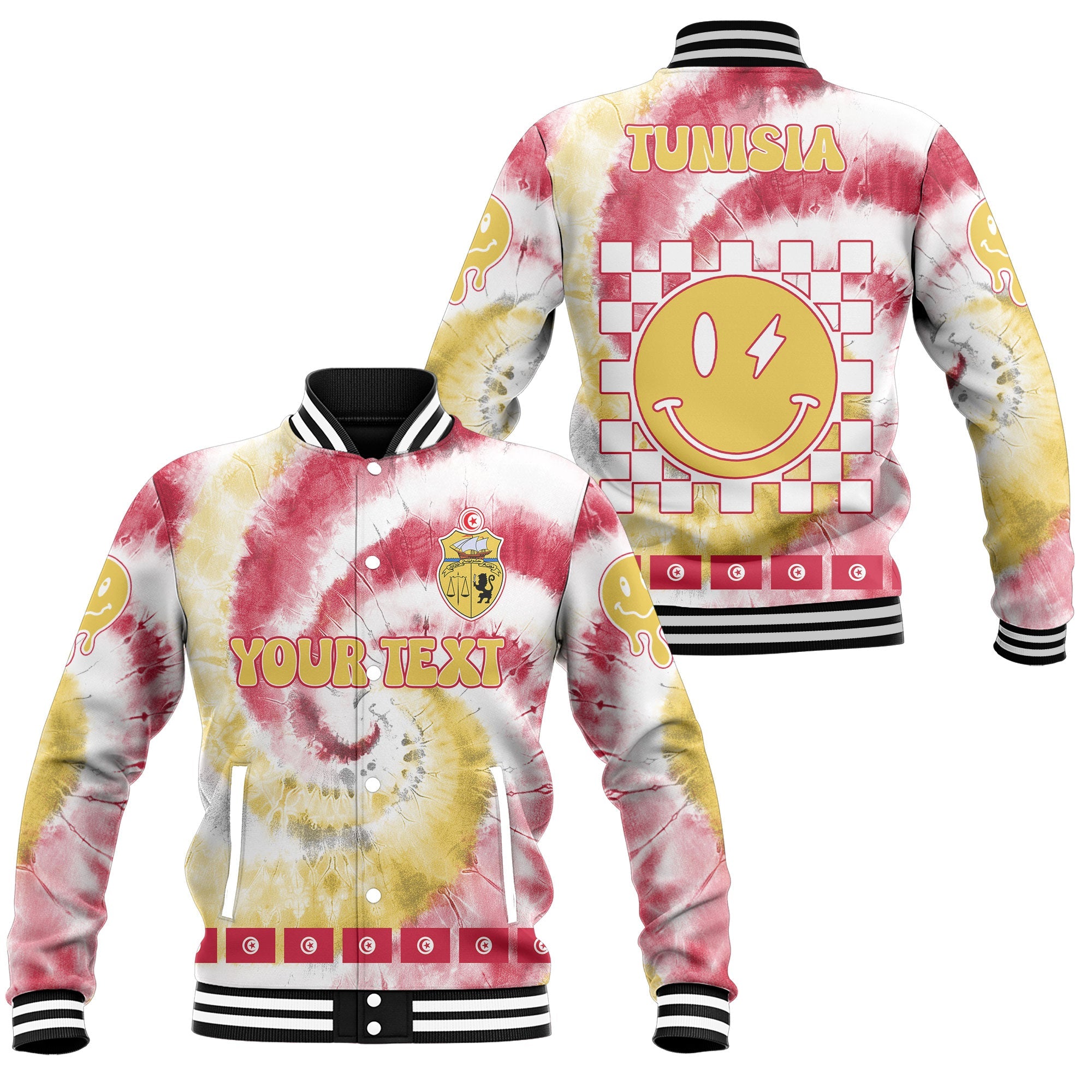 Tunisia Baseball Jacket Custom Tie Dye Style 1