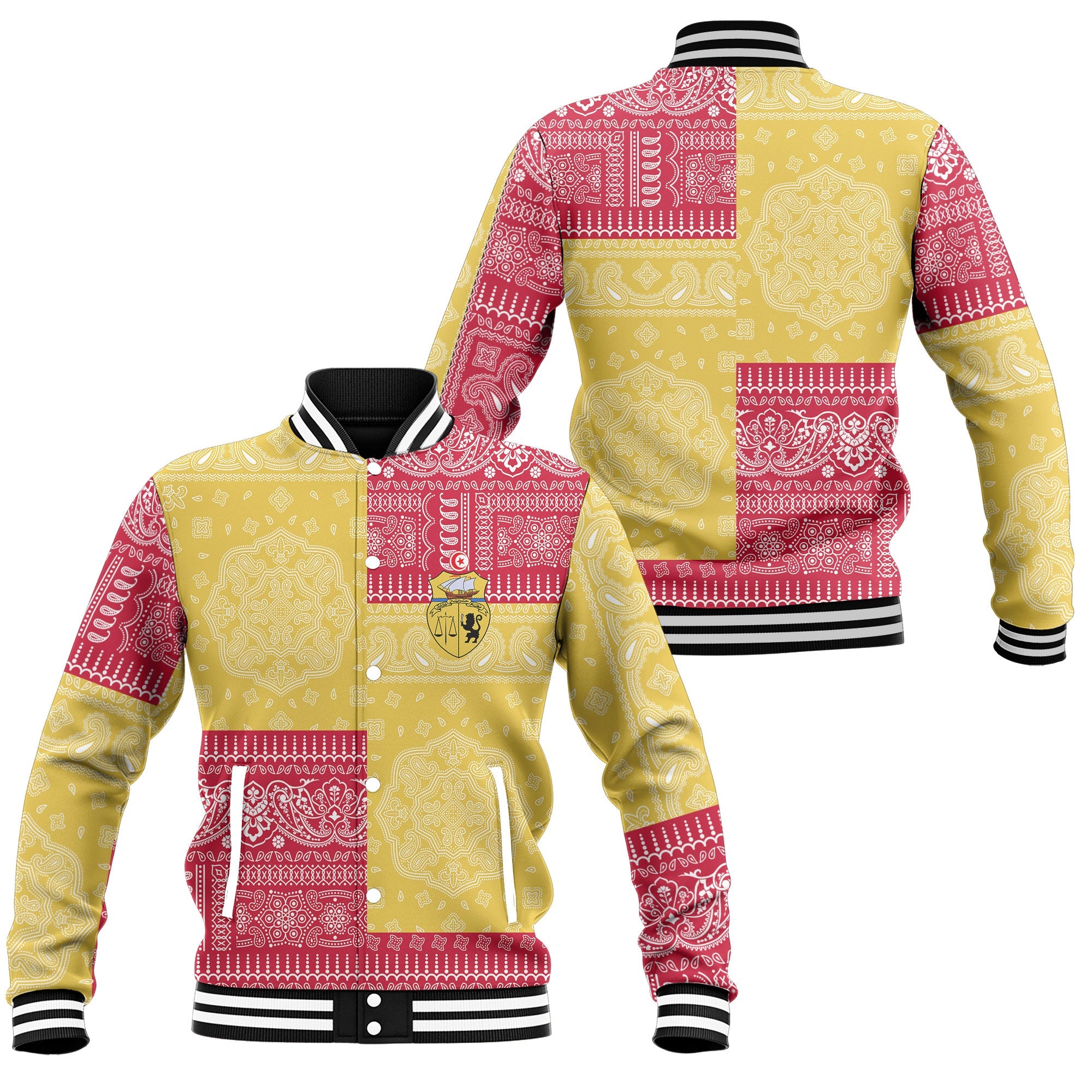 Tunisia Baseball Jacket Flag And Paisley Basic Style 1