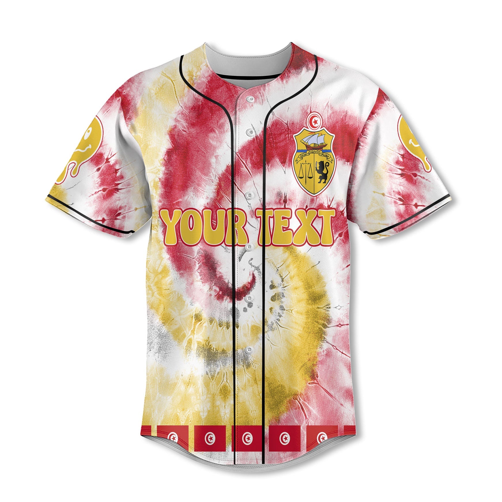 Tunisia Baseball Jersey Custom Tie Dye Style 2