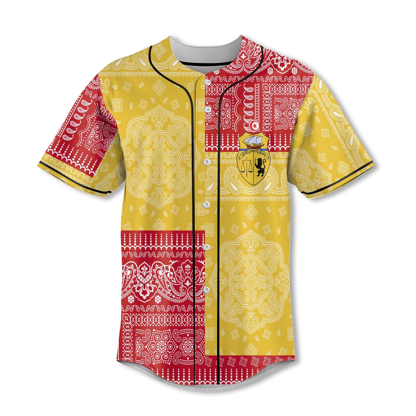 Tunisia Baseball Jersey Flag And Paisley Basic Style 2