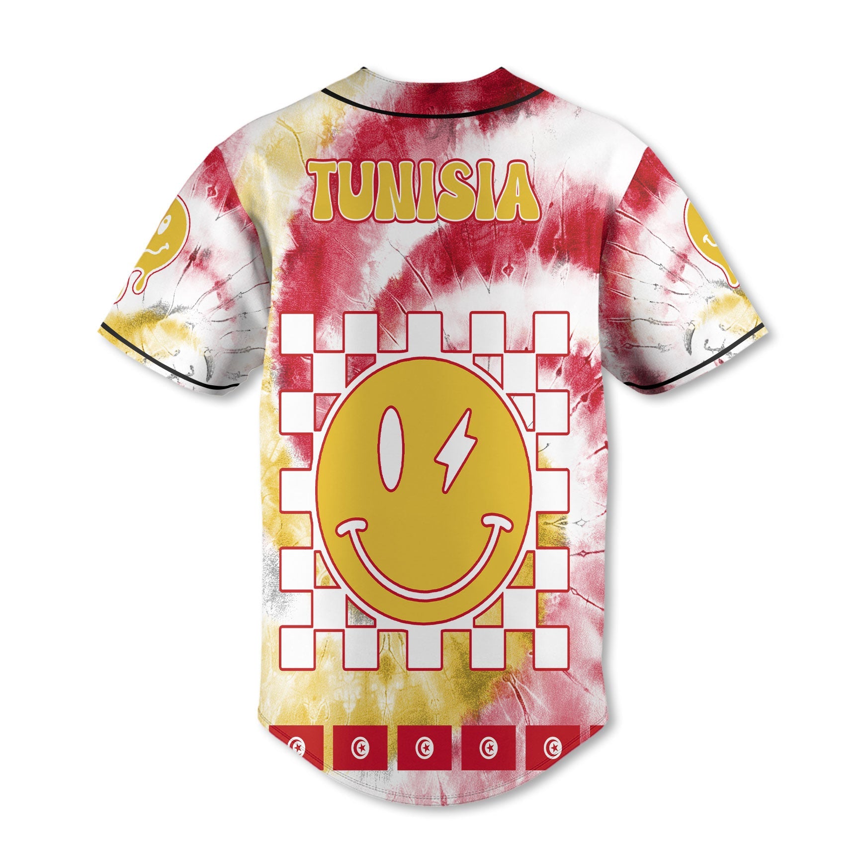 Tunisia Baseball Jersey Custom Tie Dye Style 3