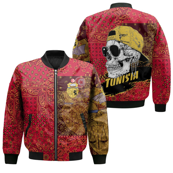 Tunisia Bomber Jacket Paisley Flag And Skull Style 1