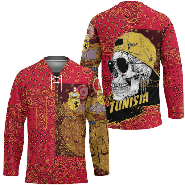 Tunisia Hockey Jersey Paisley Flag And Skull Style 1