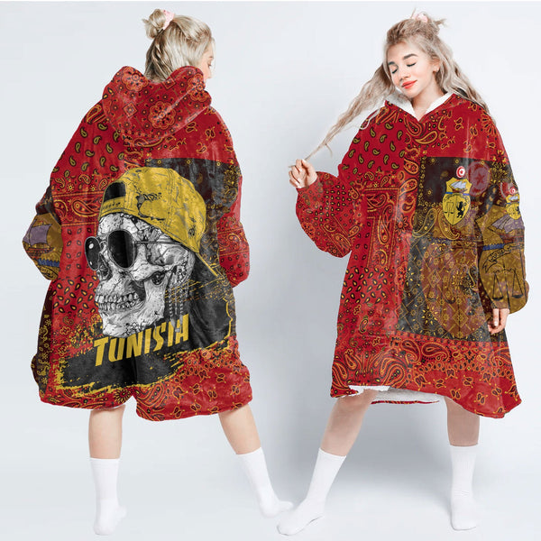 Tunisia Hoodie Blanket Paisley Flag And Skull Style 1