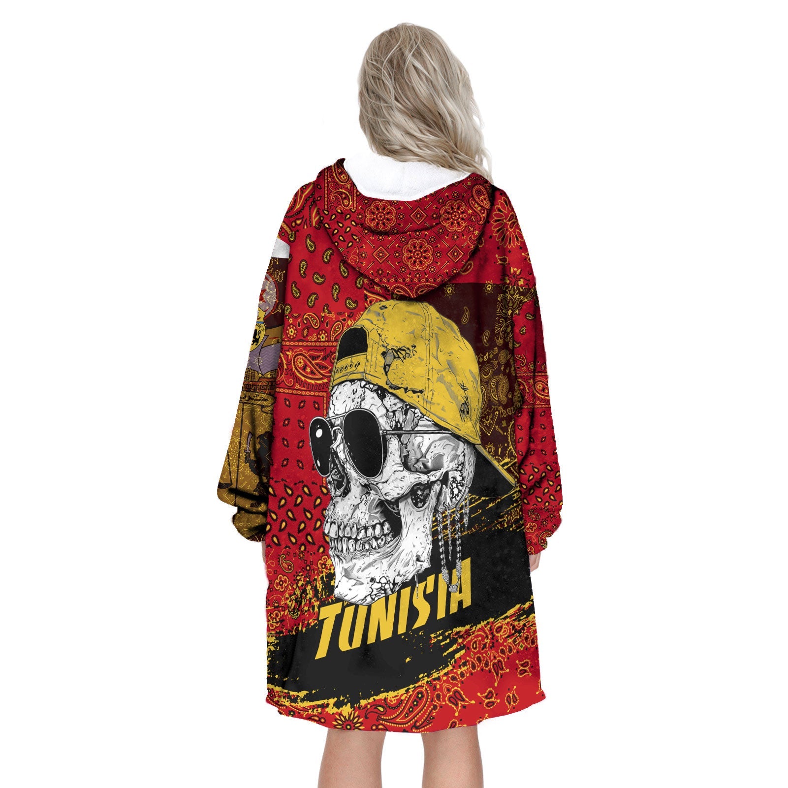 Tunisia Hoodie Blanket Paisley Flag And Skull Style 3