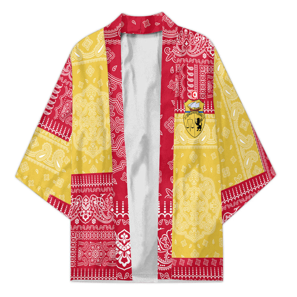 Tunisia Kimono Flag And Paisley Basic Style 2