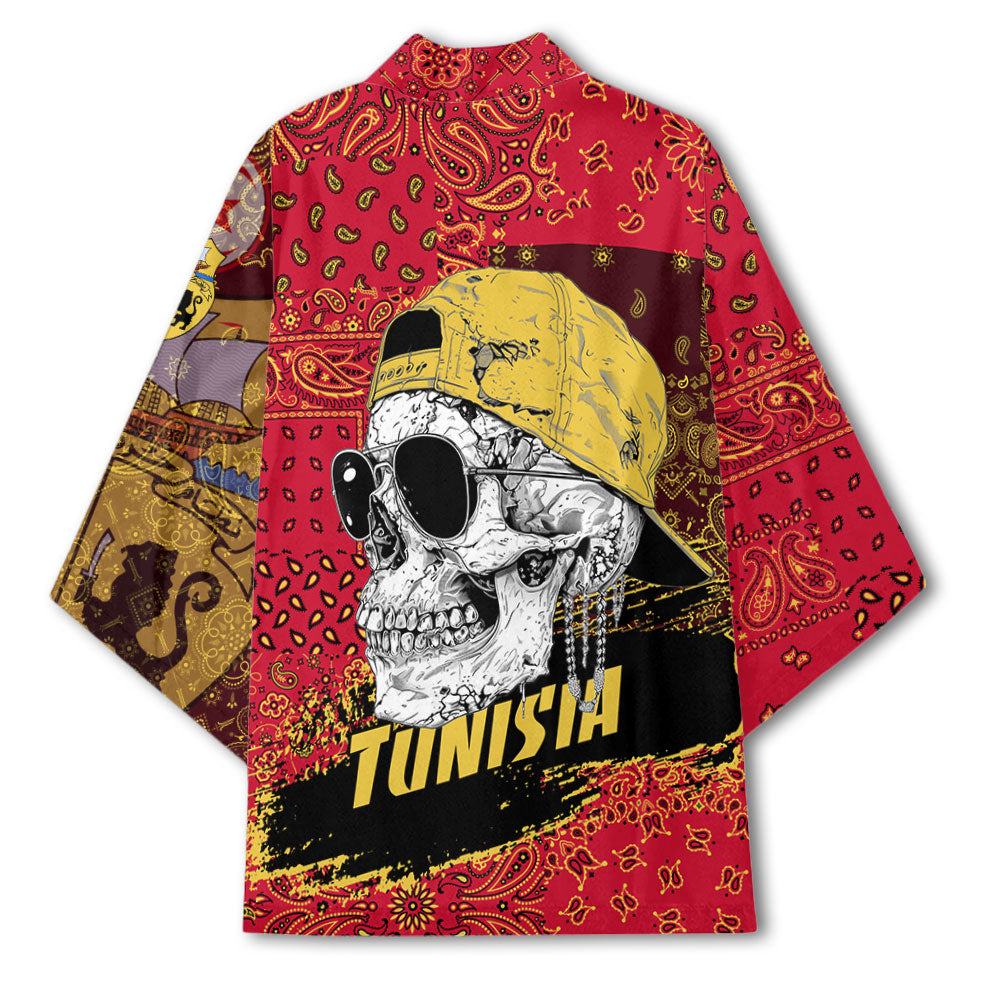 Tunisia Kimono Paisley Flag And Skull Style 3