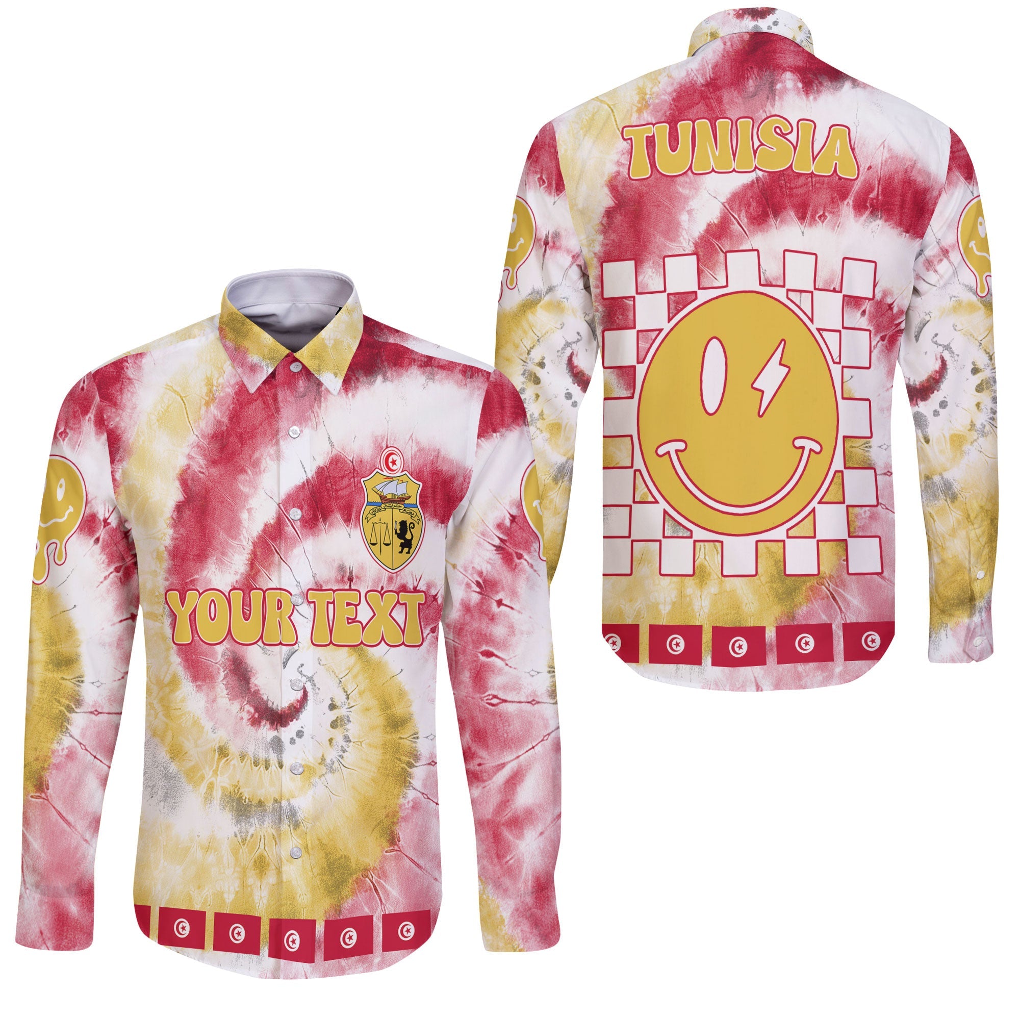 Tunisia Long Sleeve Button Shirt Custom Tie Dye Style 3