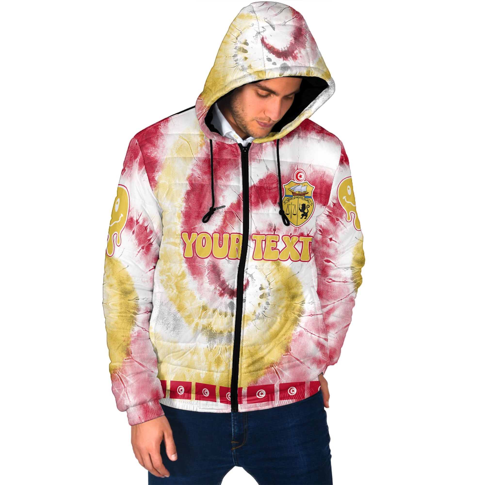 Tunisia Men Hooded Padded Jacket Custom Tie Dye Style 2