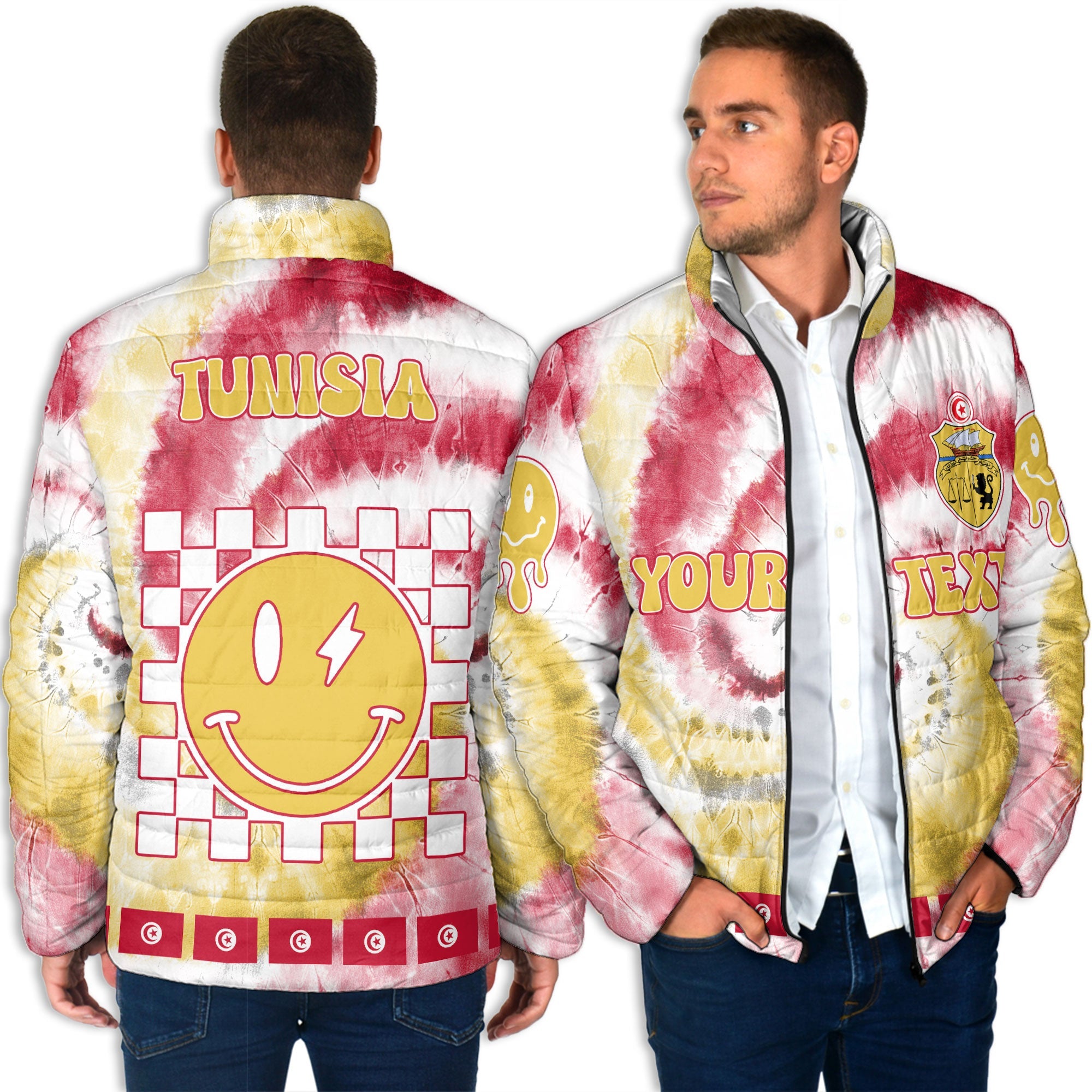 Tunisia Men Padded Jacket Custom Tie Dye Style 4