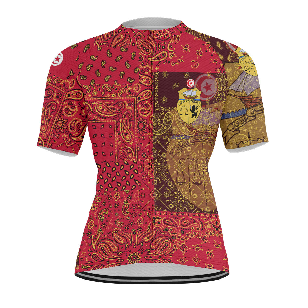 Tunisia Men Cycling Jersey Paisley Flag And Skull Style 1