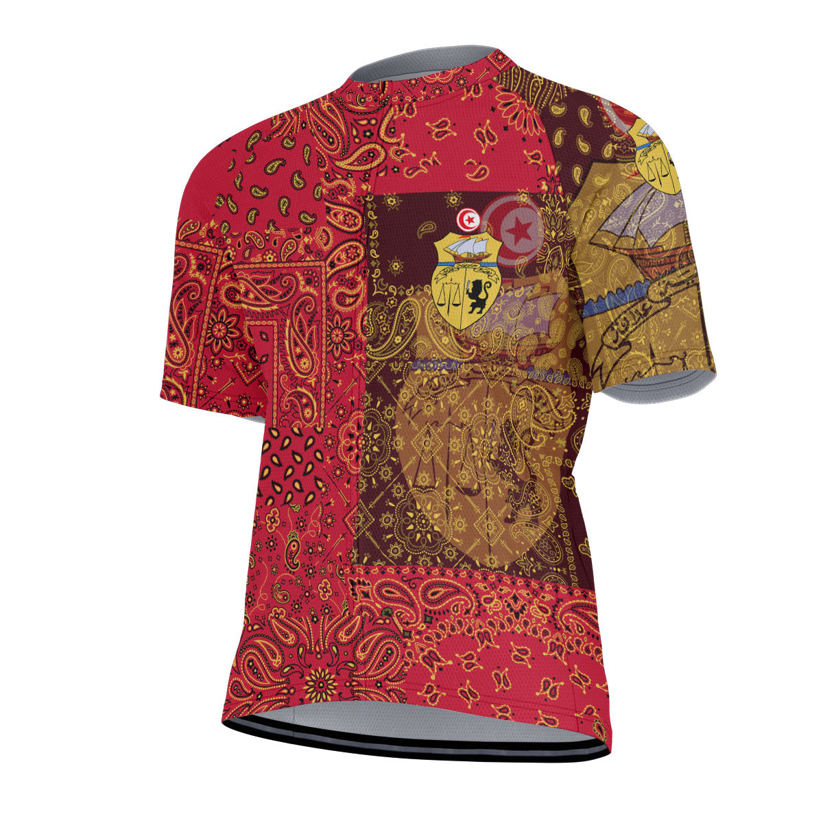 Tunisia Men Cycling Jersey Paisley Flag And Skull Style 2