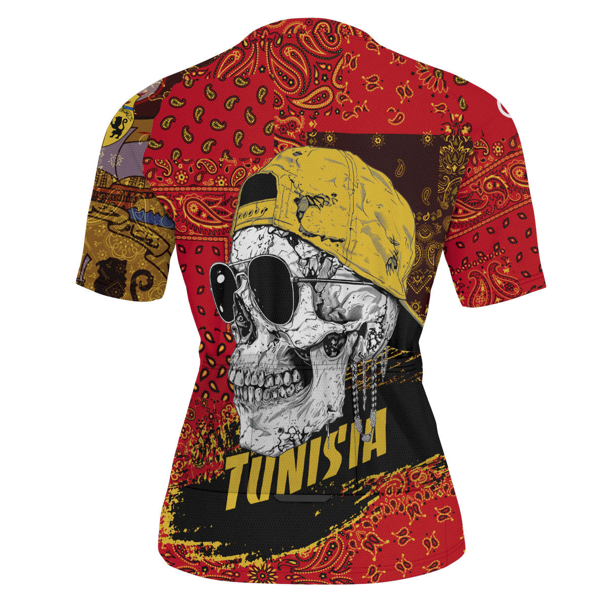 Tunisia Men Cycling Jersey Paisley Flag And Skull Style 3