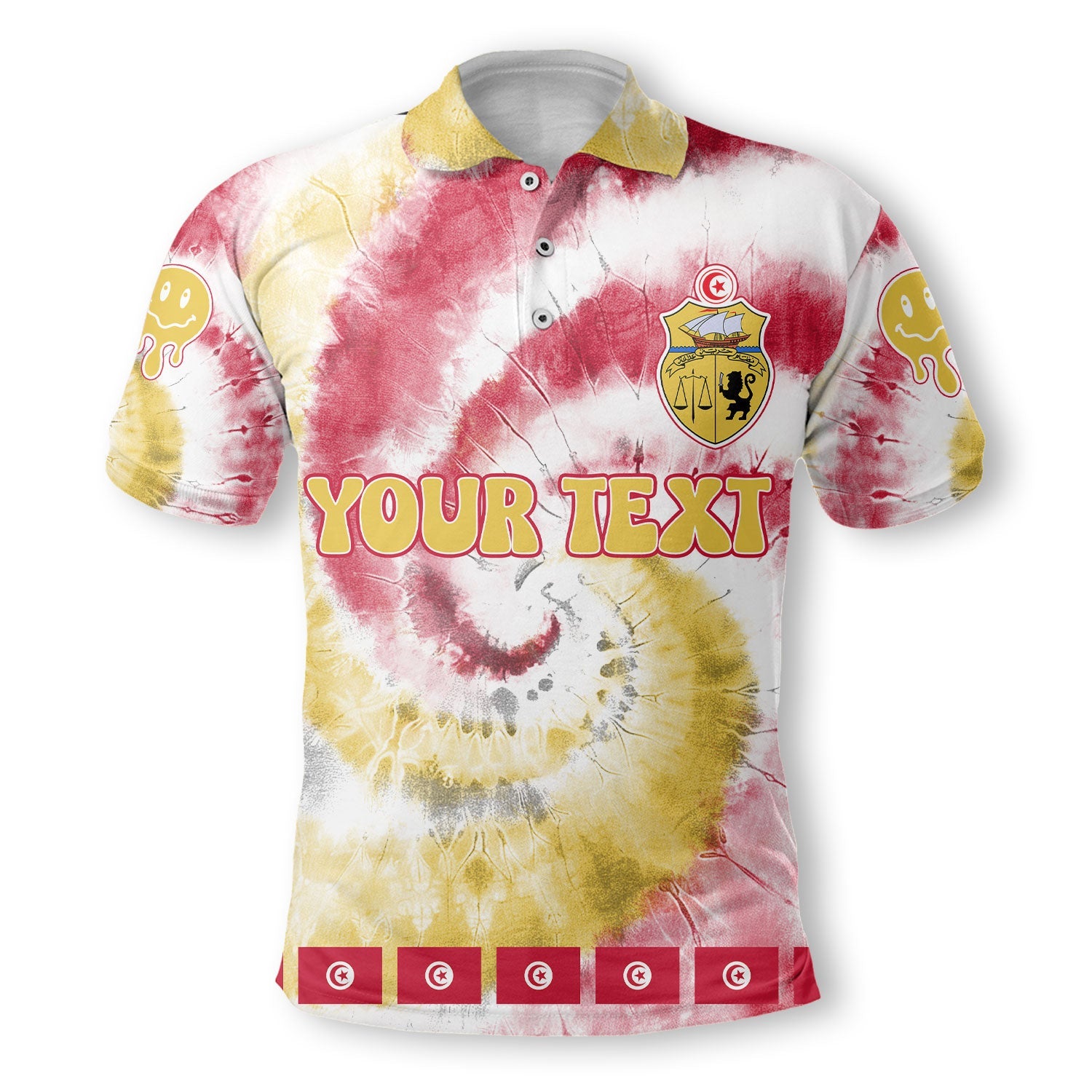 Tunisia Polo Shirt Custom Tie Dye Style 2