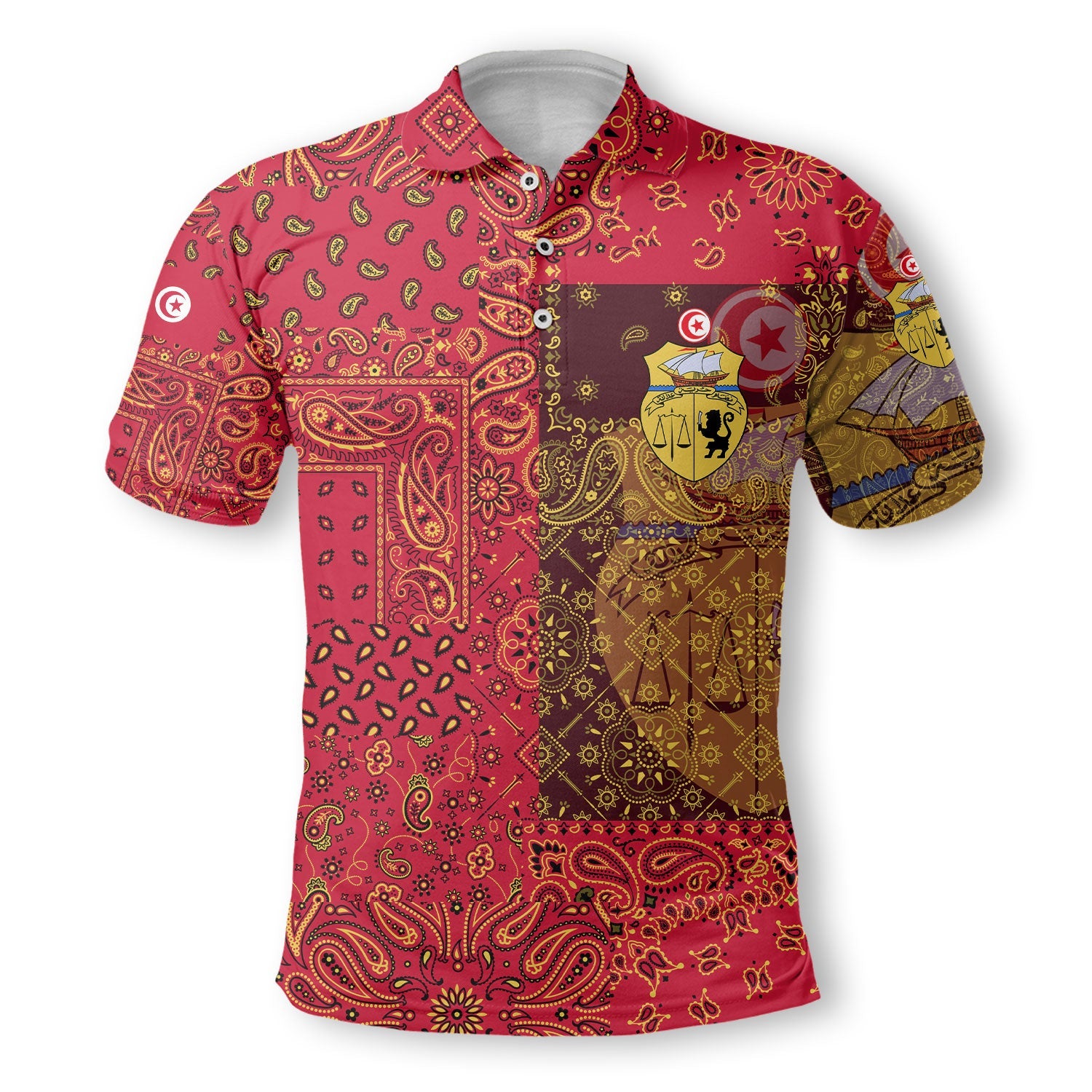 Tunisia Polo Shirt Paisley Flag And Skull Style 2