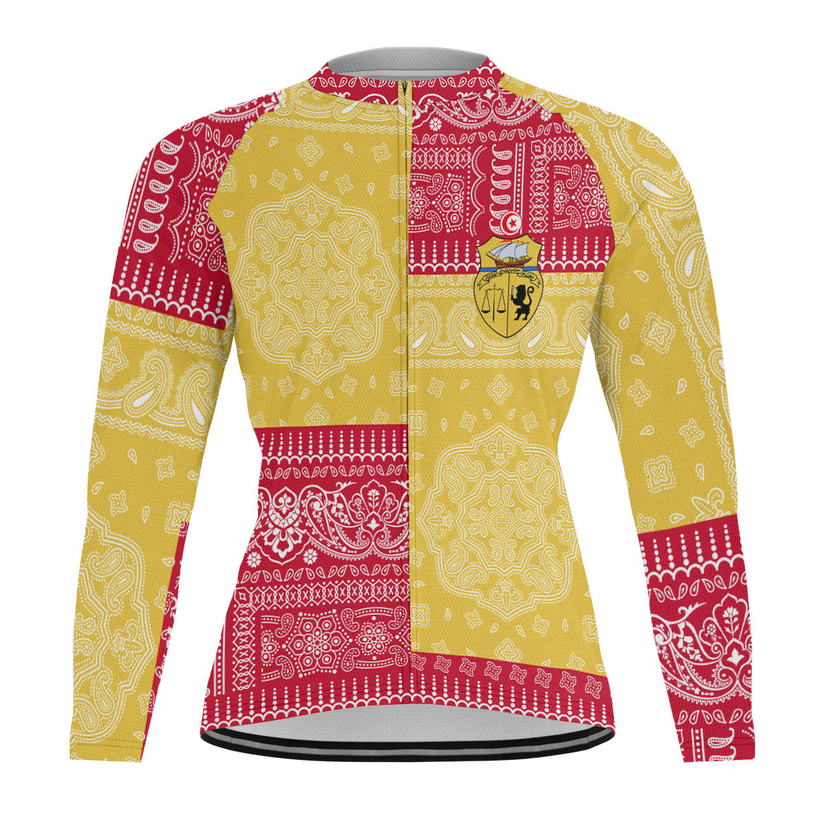 Tunisia Raglan Men Cycling Jersey Long Sleeve Flag And Paisley Basic Style 1