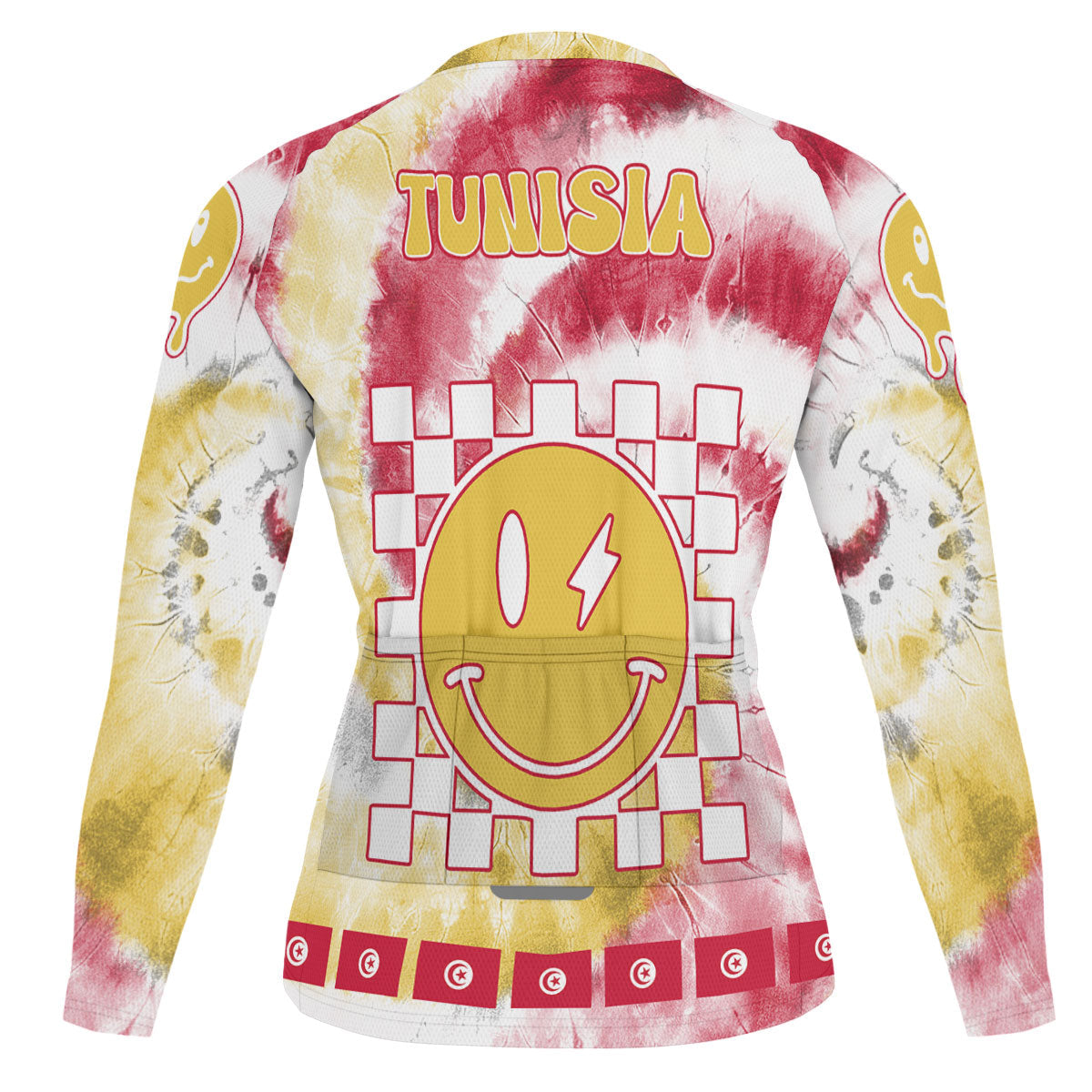 Tunisia Raglan Men Cycling Jersey Long Sleeve Custom Tie Dye Style 1