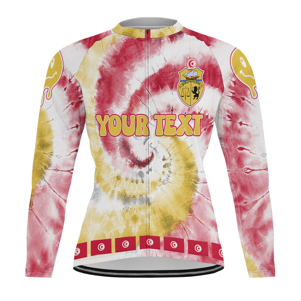 Tunisia Raglan Men Cycling Jersey Long Sleeve Custom Tie Dye Style 2