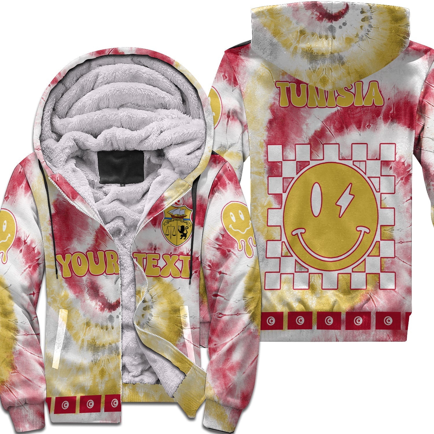 Tunisia Sherpa Hoodie Custom Tie Dye Style 1