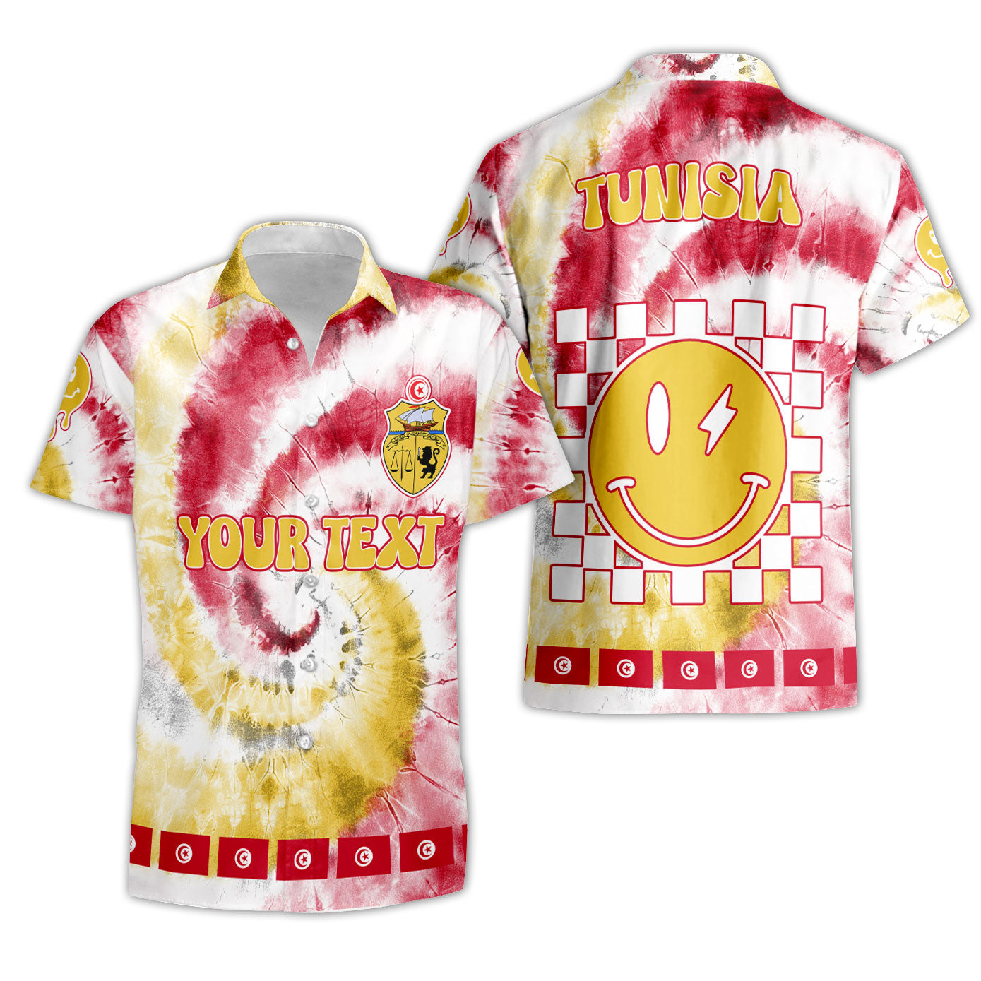 Tunisia Short Sleeve Shirt Custom Tie Dye Style 3