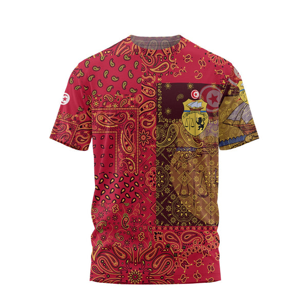 Tunisia T Shirt Paisley Flag And Skull Style 1