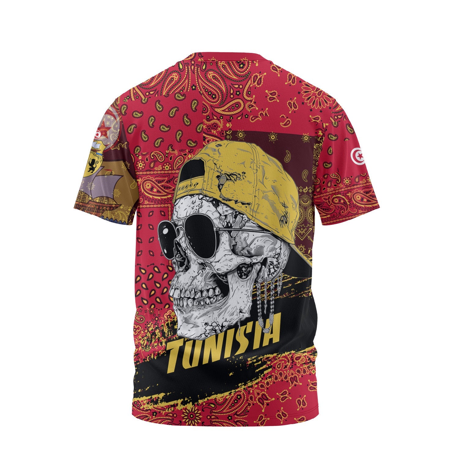 Tunisia T Shirt Paisley Flag And Skull Style 2