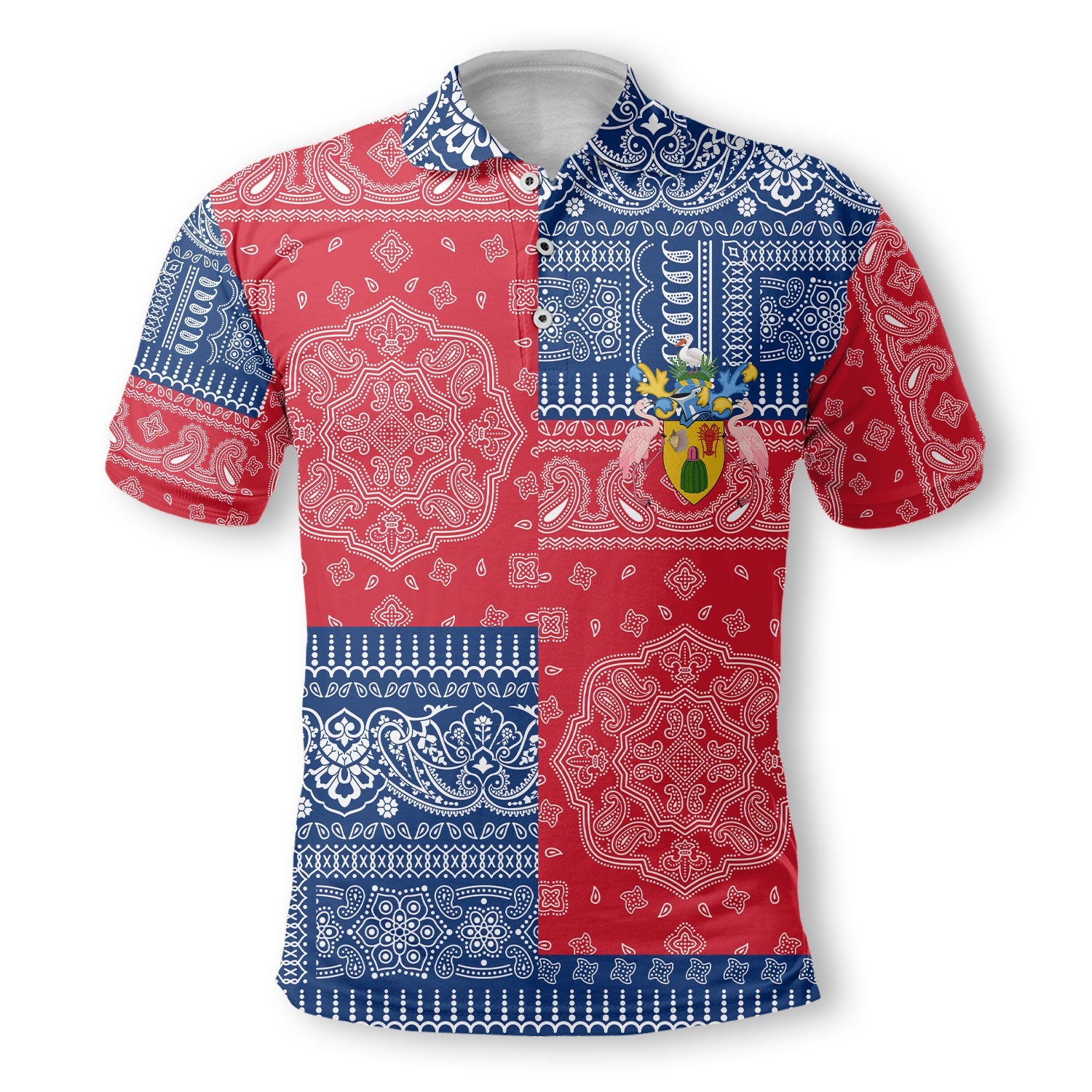 Turks And Caicos Islands Polo Shirt Flag And Paisley Basic Style 2