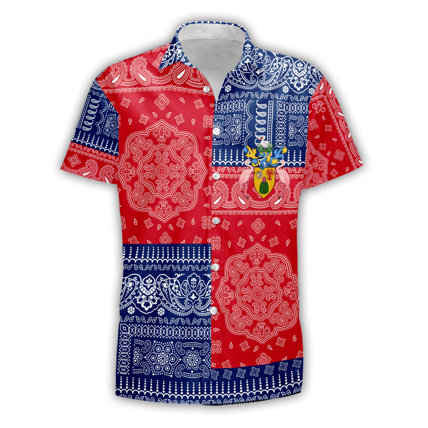 Turks And Caicos Islands Short Sleeve Shirt Flag And Paisley Basic Style 2