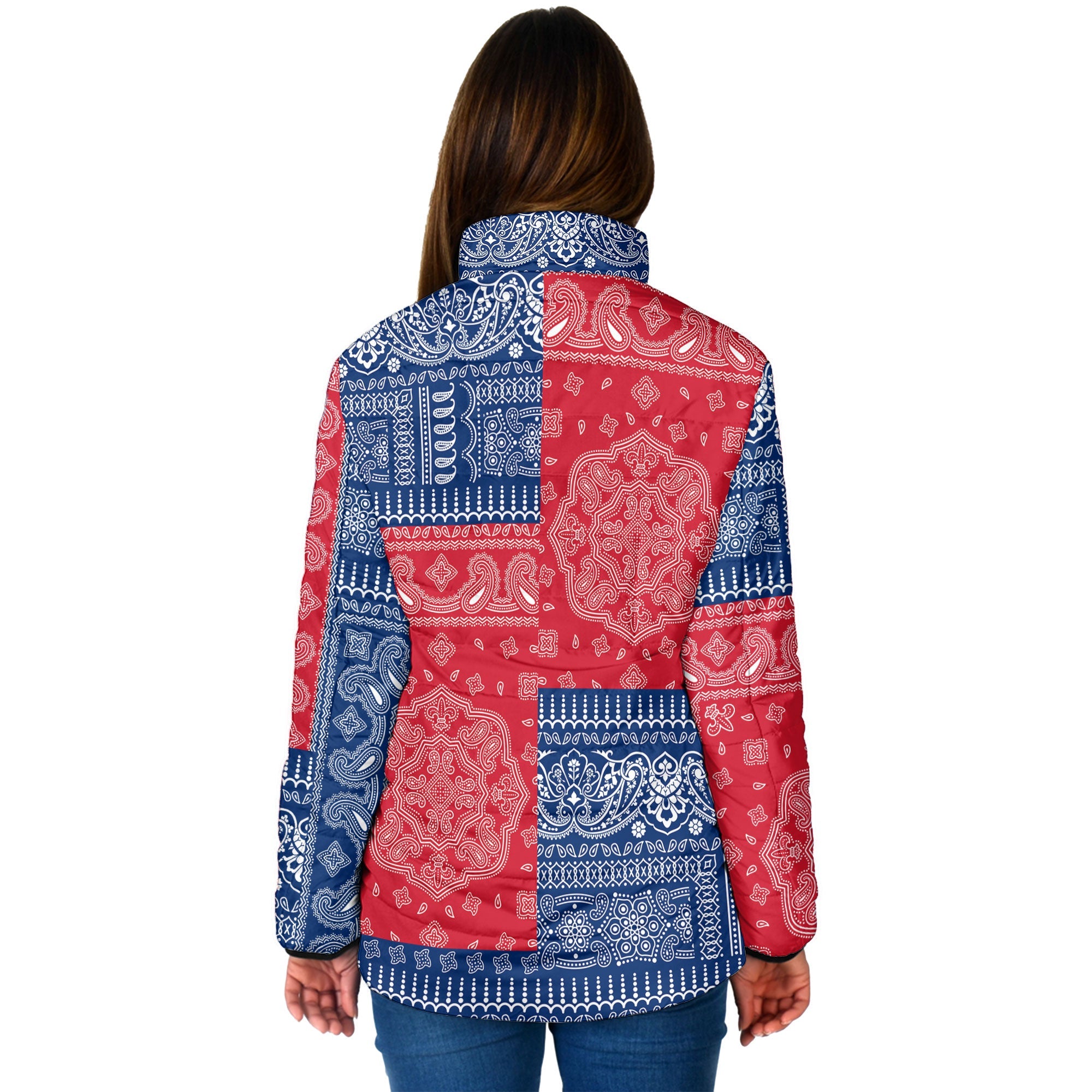 Turks And Caicos Islands Women Padded Jacket Flag And Paisley Basic Style 2