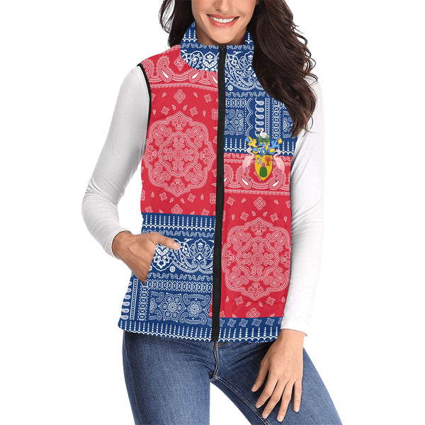 Turks And Caicos Islands Women Padded Jacket Vest Flag And Paisley Basic Style 1