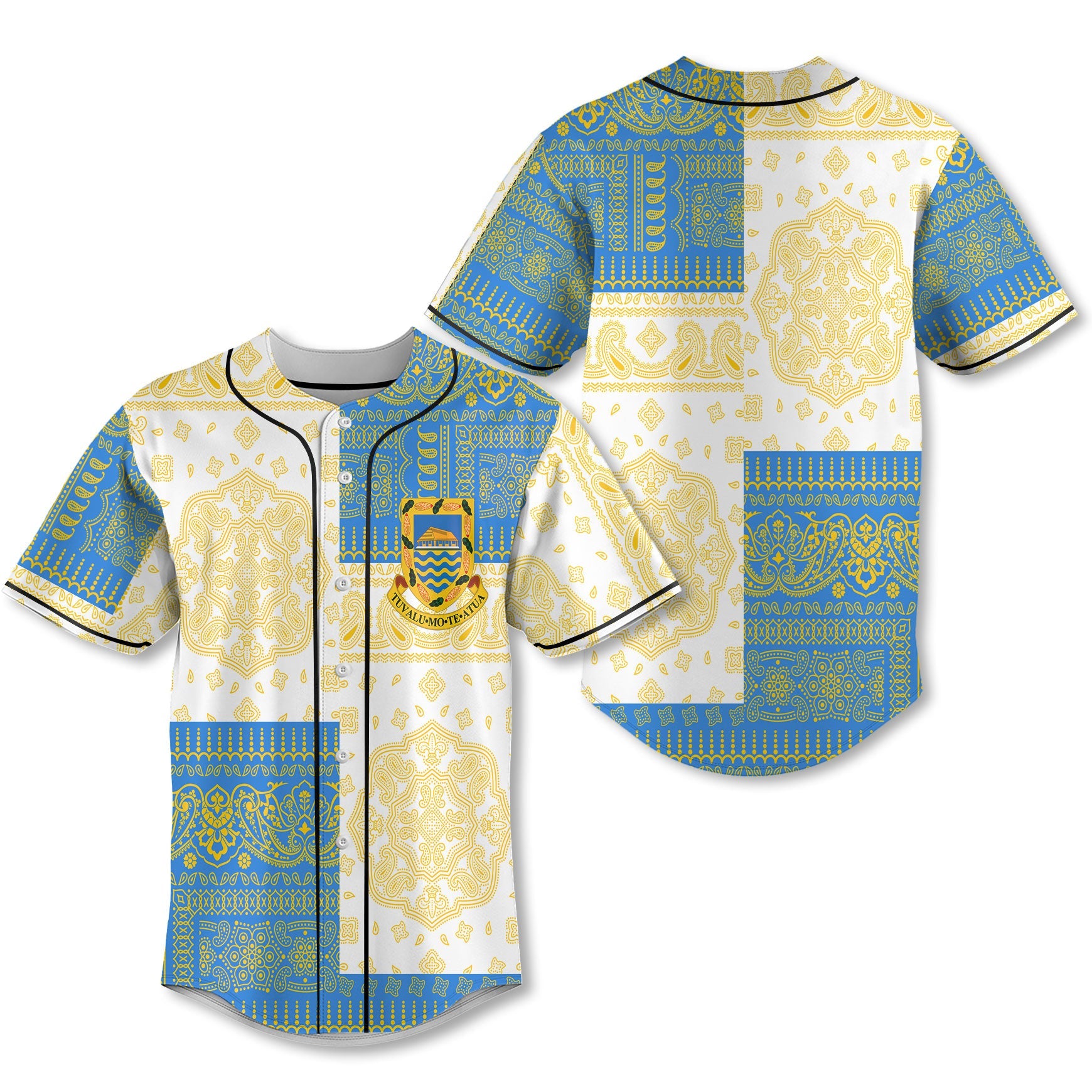 Tuvalu Baseball Jersey Flag And Paisley Basic Style 1