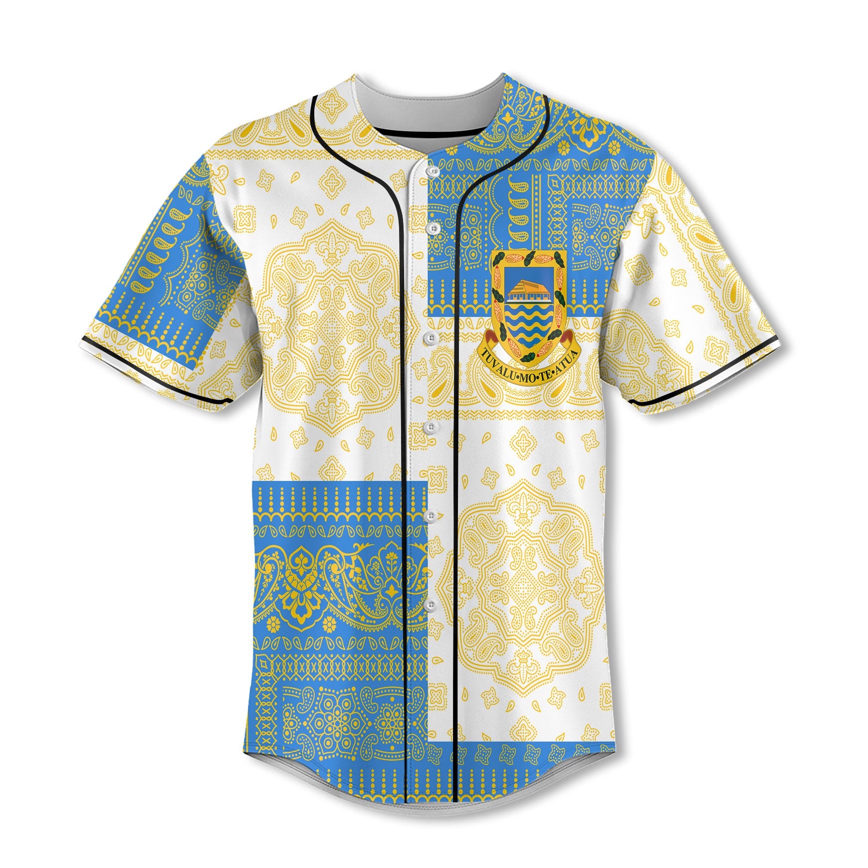 Tuvalu Baseball Jersey Flag And Paisley Basic Style 2