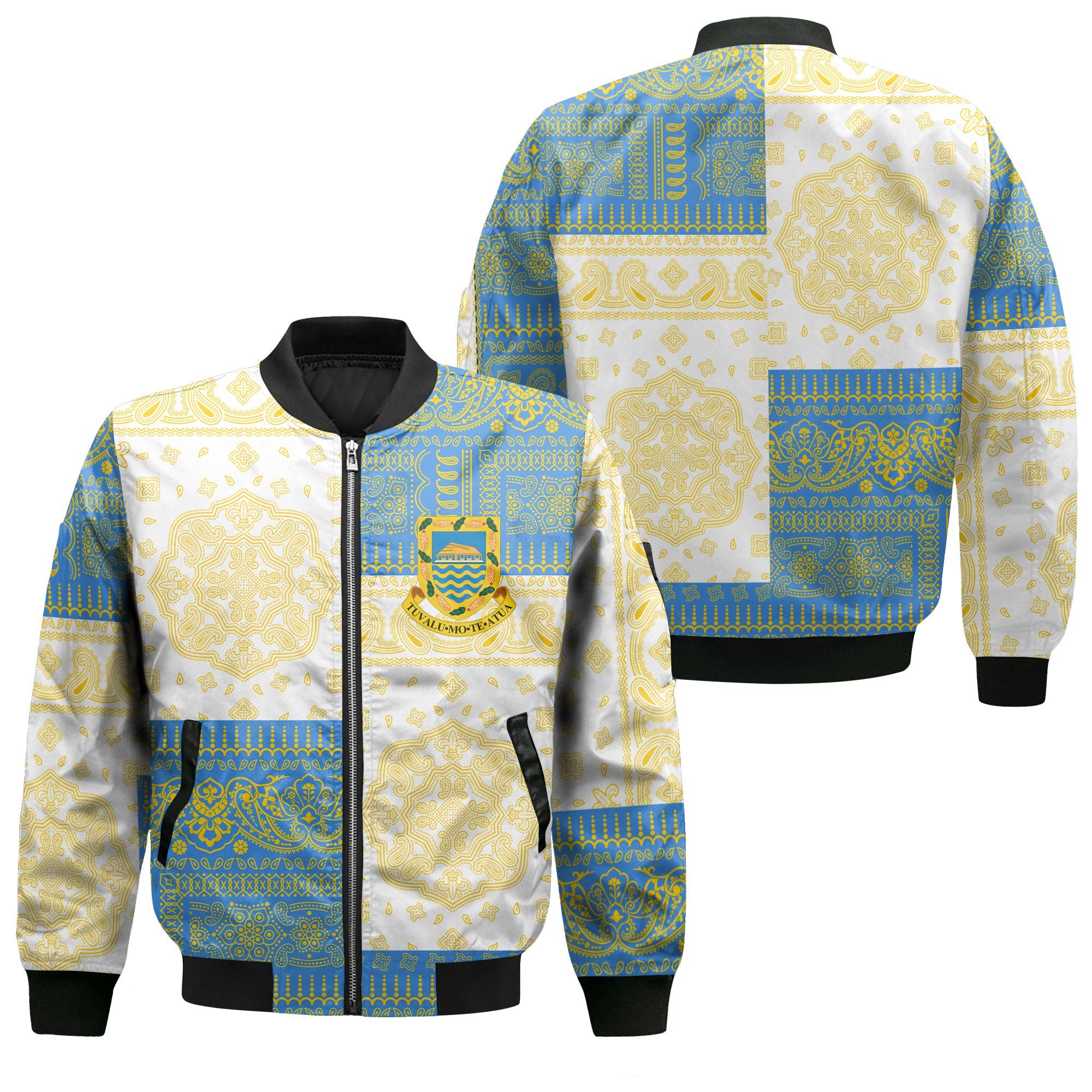 Tuvalu Bomber Jacket Flag And Paisley Basic Style 1