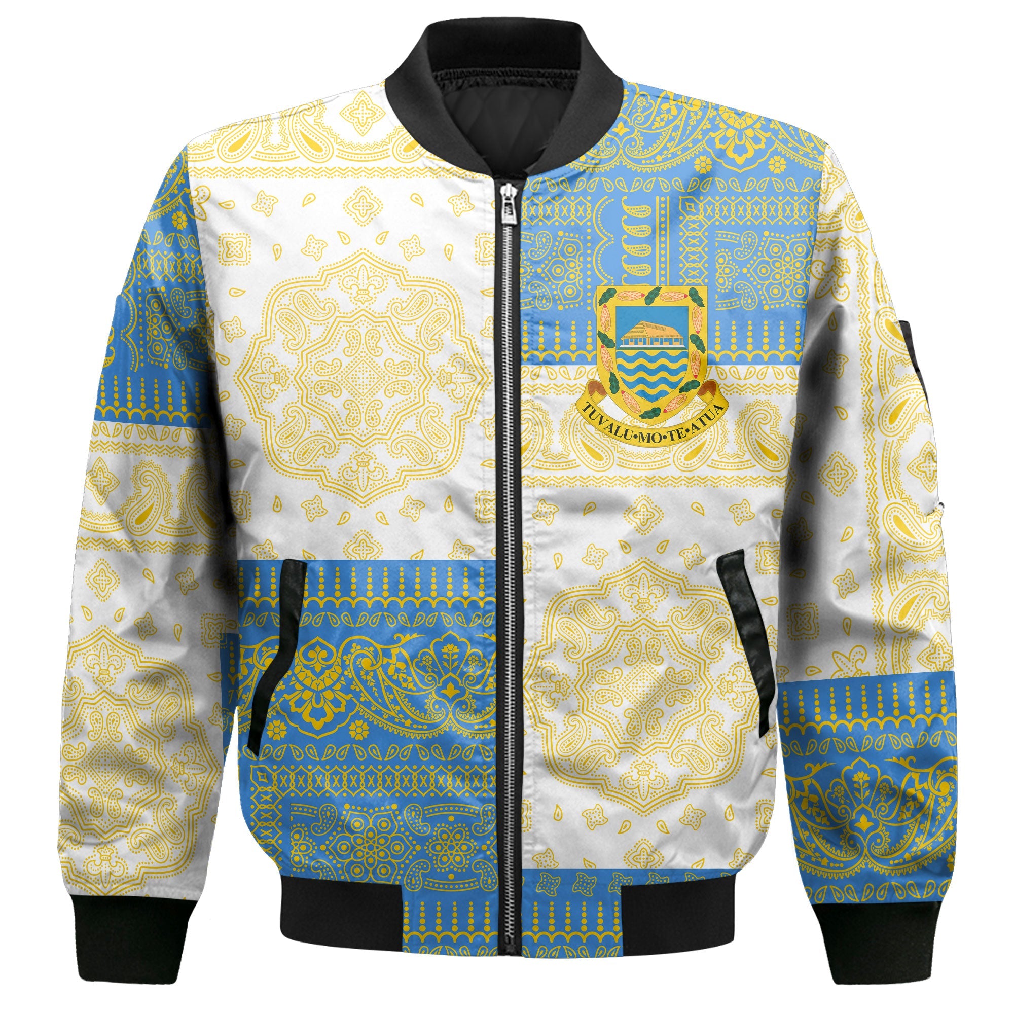 Tuvalu Bomber Jacket Flag And Paisley Basic Style 2