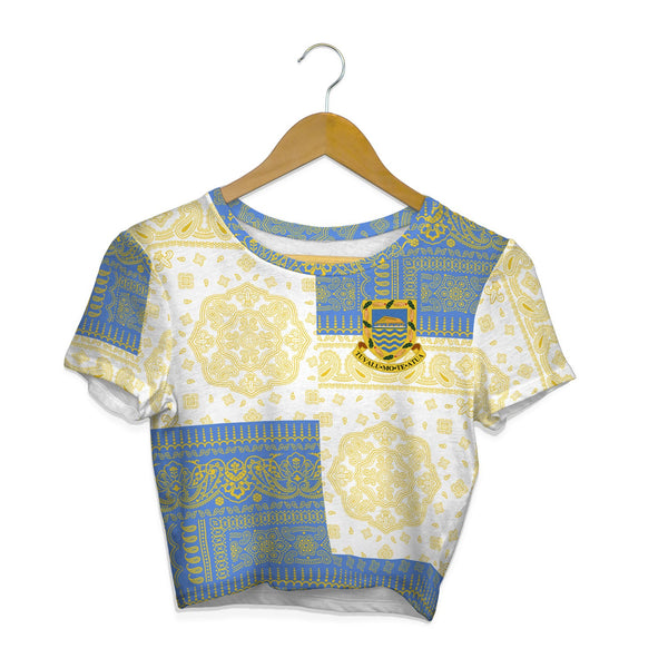 Tuvalu Croptop T Shirt Flag And Paisley Basic Style 1