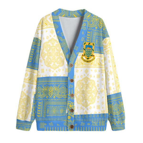 Tuvalu Fleece Cardigan Flag And Paisley Basic Style 1