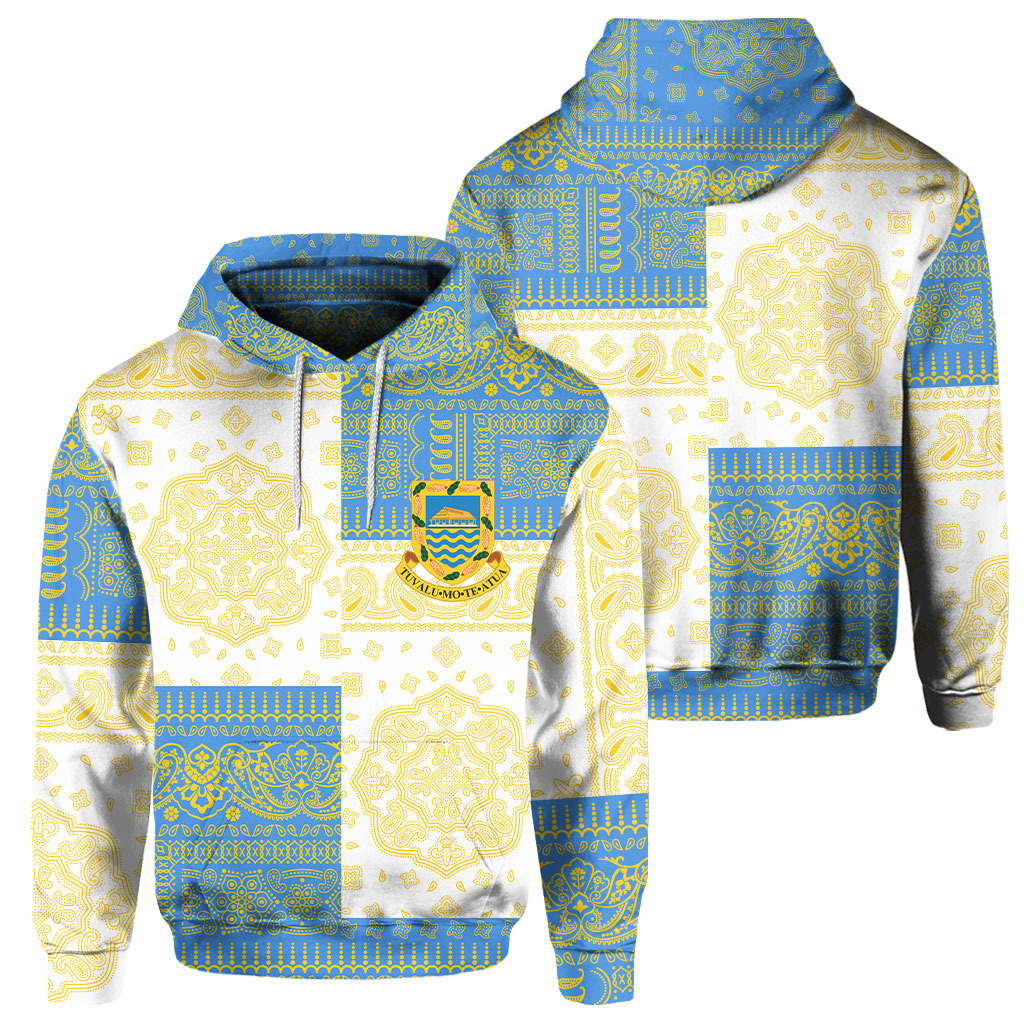 Tuvalu Hoodie Flag And Paisley Basic Style 1