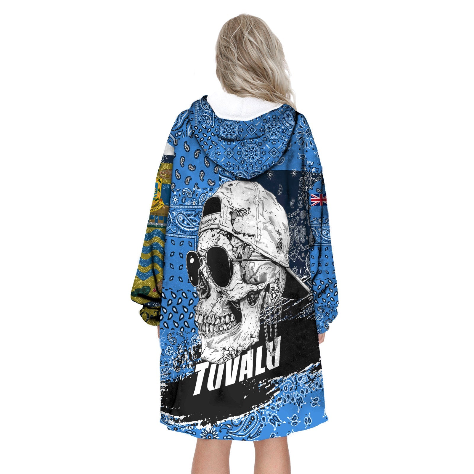 Tuvalu Hoodie Blanket Paisley Flag And Skull Style 4