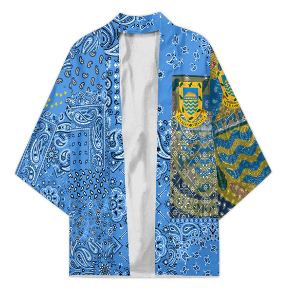 Tuvalu Kimono Paisley Flag And Skull Style 1