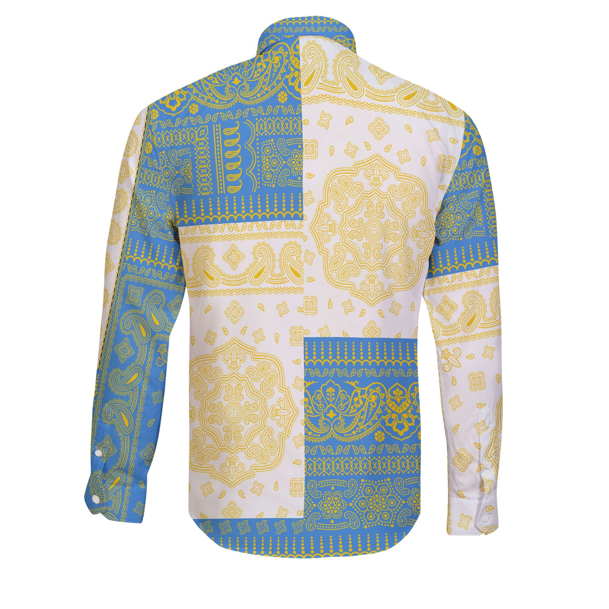 Tuvalu Long Sleeve Button Shirt Flag And Paisley Basic Style 2