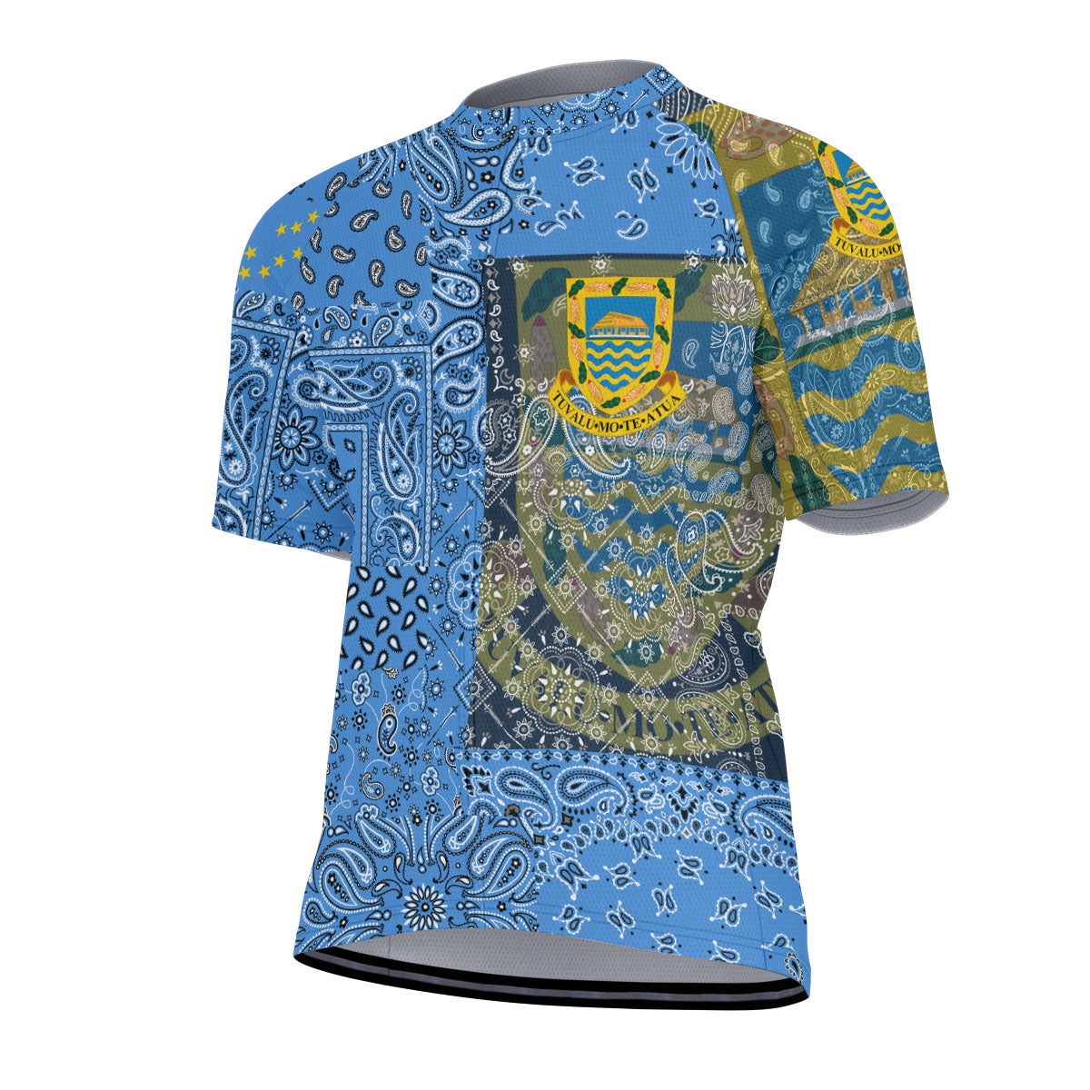 Tuvalu Men Cycling Jersey Paisley Flag And Skull Style 4